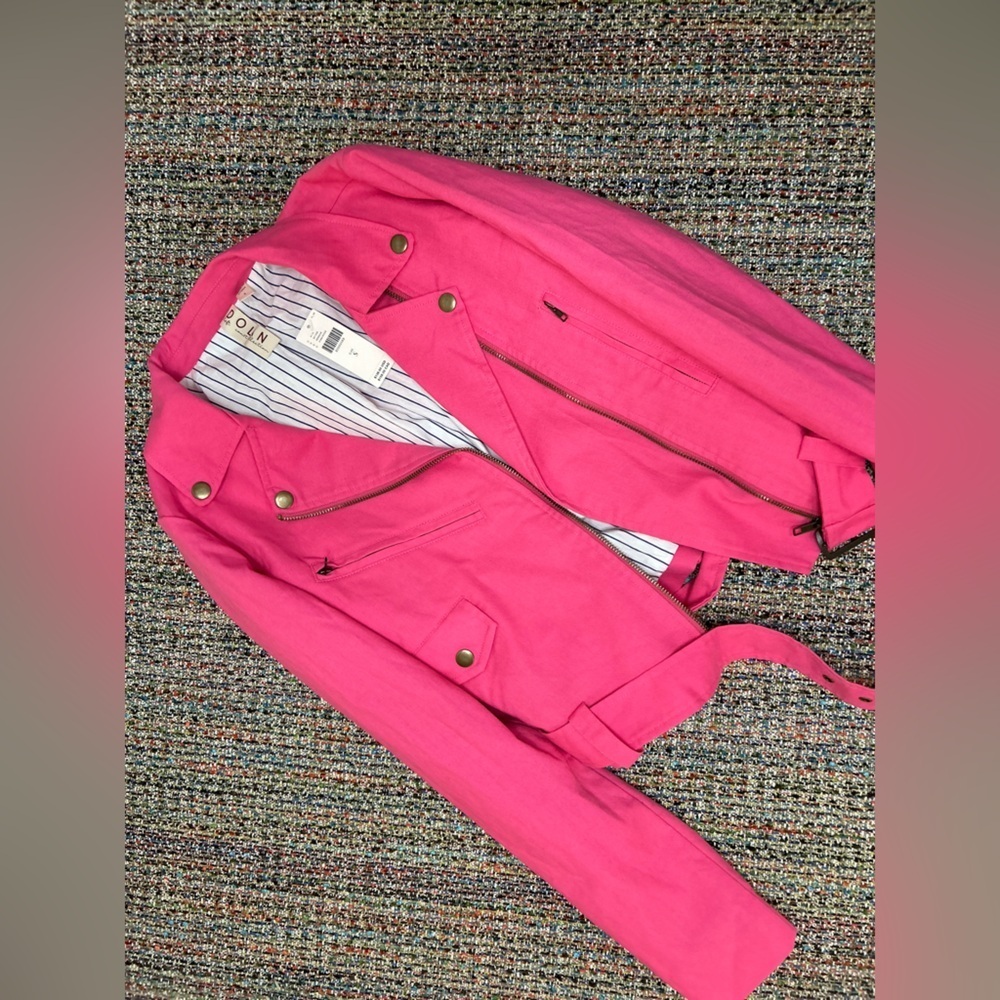 Anthropologie DOLAN Pink Linen Moto Jacket - Picture 9 of 11